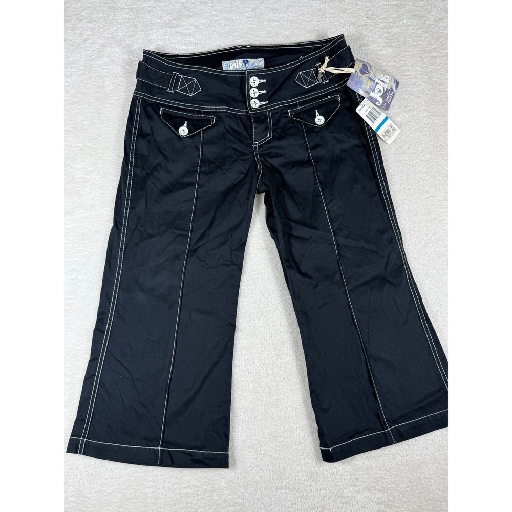 Jolt Capri Pants Women 9 Black NEW Contrast Stitch Y2K Mall Goth Cropped‎ gaucho
